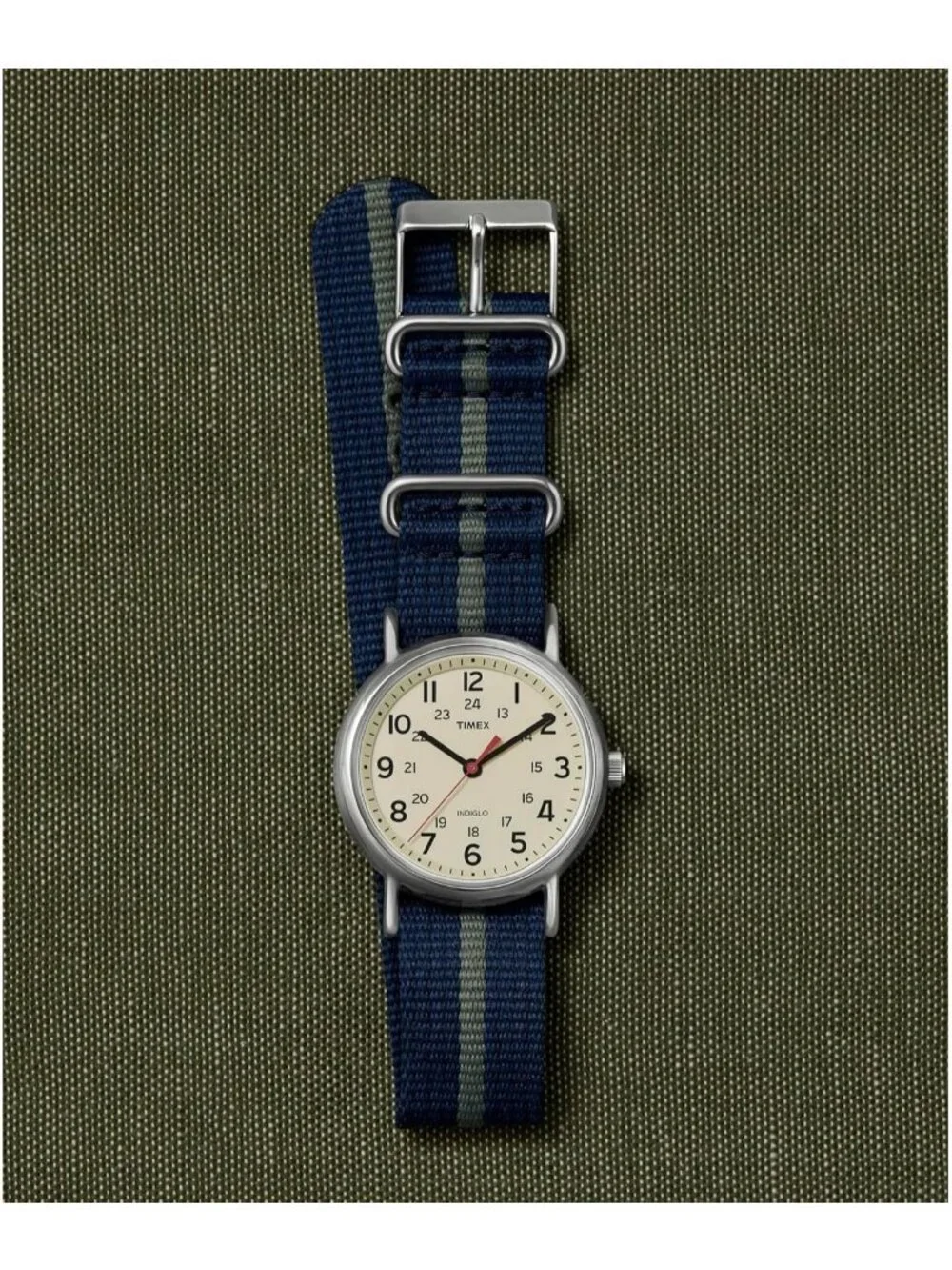 Unisex Blue And Cream Analog Quartz Nylon Fabric Slip Adjustable Durable Watch
